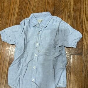 Zara size 3-4 blue and white striped shirt sleeve button down dress shirt